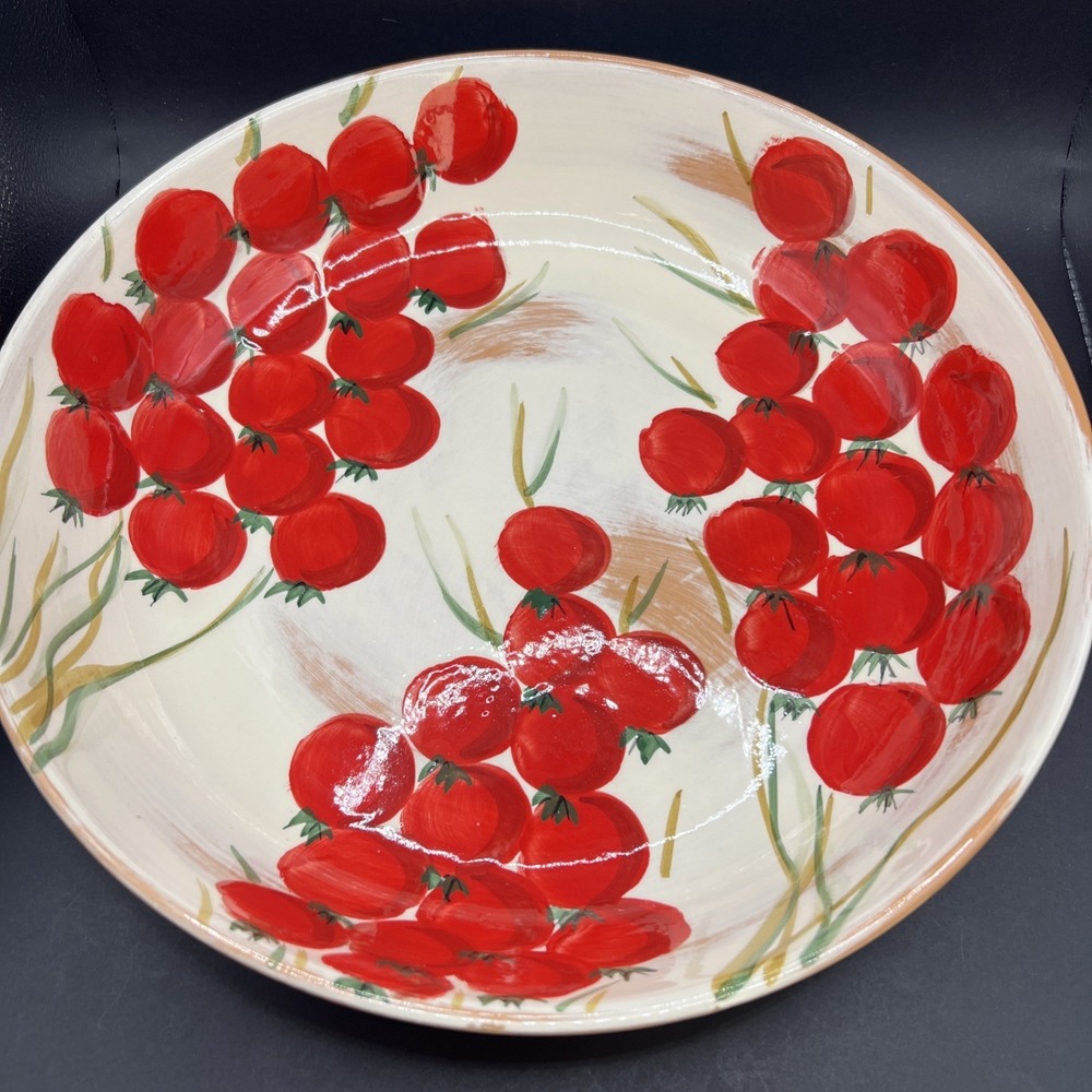 Vtg Cristina Fortini Large Centerpiece Bowl‎ 13", Cherry Tomatos Made in Italy